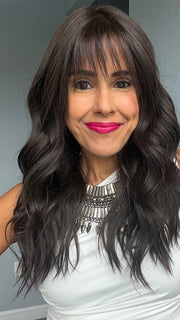 Lorena @faux.hurr.lifee wearing POSH WAVEZ by RENE OF PARIS in color DARK CHOCOLATE | Dark Brown and Medium Brown Evenly Blended