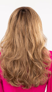 BERNSTEIN ROOTED | Light Brown base with subtle Light Honey Blonde and Light Butterscotch Blonde highlights and Dark Roots