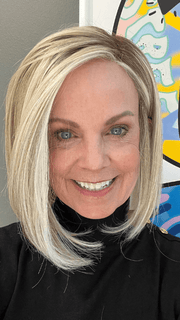 Susan Sparks @sparkles_intheworld wearing CURRENT EVENTS by RAQUEL WELCH WIGS in color RL19/23SS SHADED BISCUIT | Light Ash Blonde Evenly Blended with Cool Platinum Blonde with Dark Roots