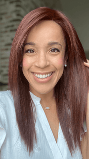 Brea @getwiggywithbrea wearing SHOW STOPPER by RAQUEL WELCH WIGS in RL33/35 DEEPEST RUBY | Dark Auburn Evenly Blended with Ruby Red
