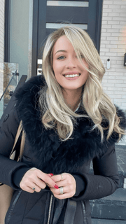 Steph B. @wigswithsteph wearing ARROW by ELLEN WILLE in color CHAMPAGNE ROOTED | Light Beige Blonde, Medium Honey Blonde, and Platinum Blonde blend with Dark Roots