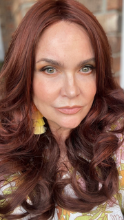 Tonya Gunias @thebeautyprofessorms.g wearing BRIANNA by ENVY in color DARK RED | Auburn with Brighter Red highlights