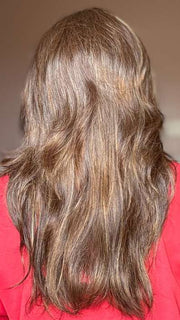 Crystal @thehairhoneys wearing LYNDON by RENE OF PARIS in color MARBLE-BROWN-R | Medium Brown Evenly Blended with Light Honey Brown With Dark Roots
