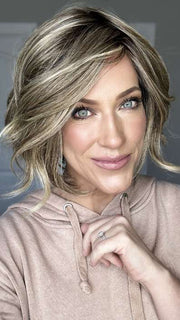 Kristyna Moore @kristynamoore wearing TREND ALERT by GABOR in color GF12-22SS CAPPUCCINO | Light Golden Brown Evenly Blended with Cool Platinum Blonde Highlights with Dark Roots
