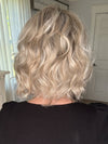 Emily H. @she_sheds_more wearing JANUARY (HAND TIED) by JON RENAU in color FS17/101S18 PALM SPRINGS BLONDE | Light Ash Blonde with Pure White Natural Violet Bold Highlights, Shaded with Dark Natural Ash Blonde