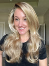 Carly wearing MILES OF STYLE by RAQUEL WELCH in SS14/88 SHADED GOLDEN WHEAT | Dark Blonde Evenly Blended with Pale Blonde Highlights and Dark Roots