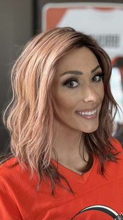 Nichole @nichole.alee wearing TABU by ELLEN WILLE in color ROSEWOOD ROOTED | Medium Dark Brown Roots that Melt into a Mixture of Saddle Brown and Terra-Cotta Tones with Dark Roots
