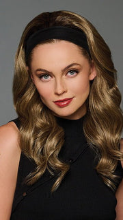 SOFT CURLS HEADBAND by Hairdo in SS12/22 SHADED CAPPUCCINO | Light Golden Brown Evenly Blended with Cool Platinum Blonde Highlights and Dark Roots