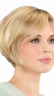 KARI by Envy in SPARKLING CHAMPAGNE | Medium Brown roots with overall Strawberry Blonde base and soft Golden Blonde highlights