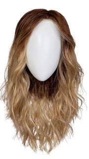 BALAYAGE BEAUTY by Raquel Welch in RL8/24OM | Medium brown blended roots that transition into a golden blonde ombré from midlength to the ends