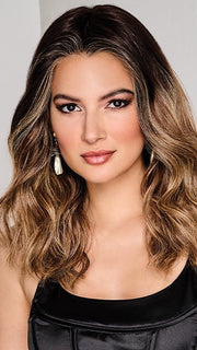 BALAYAGE BEAUTY by Raquel Welch in RL4/15OM | Dark brown blended roots that transition into a natural blonde ombré from midlength to the ends