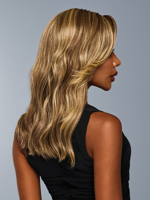 Model us wearing DECADENT DIVA in color RL9/24SS SHADED ICED CAFE LATTE | Dark Brown shaded with Golden Brown