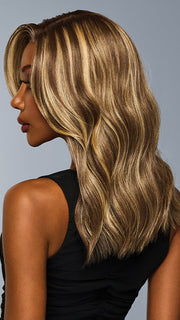 Model us wearing DECADENT DIVA in color RL9/24SS SHADED ICED CAFE LATTE | Dark Brown shaded with Golden Brown