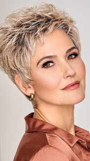 STRAIGHT CHIC by Raquel Welch in RL19/23SS SHADED BISCUIT | Light Ash Blonde Evenly Blended with Cool Platinum Blonde with Dark Roots