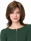 Model is wearing ROSE by ENVY in color CHOCOLATE CARAMEL | Medium Brown with Soft Red and Blonde highlights