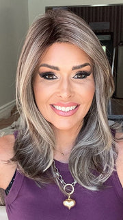 Crystal Honeycutt @thehairhoneys is wearing SEVILLE by BELLE TRESS in color BUTTERED-TOAST-R | A mix of Blonde and Brown tones