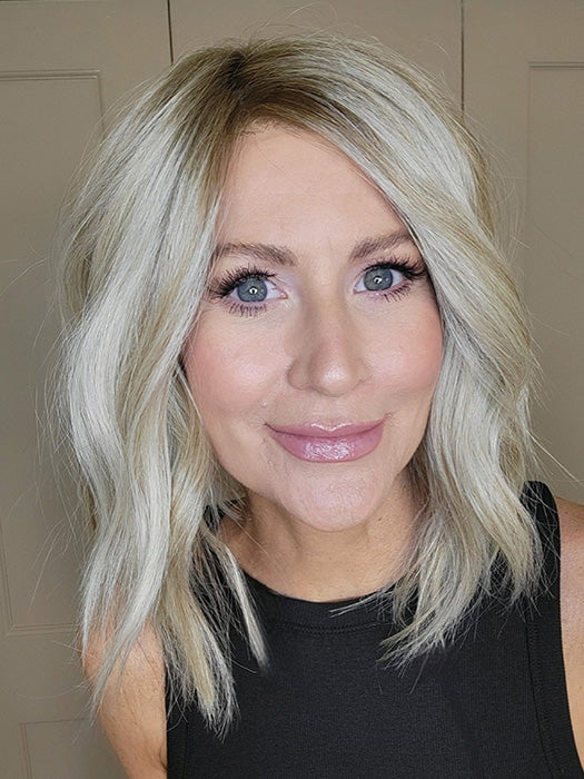 Natalie Gray @vanish.into.thin.hair wearing SKYLAR by JON RENAU in FS17/101S18 PALM SPRINGS BLONDE | Light Ash Blonde with Pure White Natural Violet Bold Highlights, Shaded with Dark Natural Ash Blonde