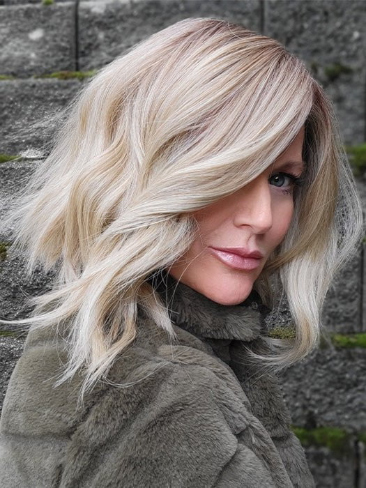 Natalie Gray @vanish.into.thin.hair wearing SKYLAR by JON RENAU in22F16S8 VENICE BLONDE | Light Ash Blonde and Light Natural Blonde Blend Shaded with Medium Brown 