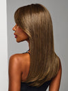 Model is wearing SLEEK SOPHISTICATION by RAQUEL WELCH in color RL8/12SS | Medium Brown shaded with Dark Blonde