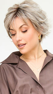 SLATE-CHOCOLATE-SPLIT | Grey base with Chunky Chocolate, Pale, Mid-Gray Highlights, and a Rich Chocolate Root