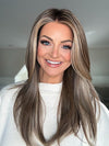 Sandy @i_be_wiggin wearing STELLA V by BELLE TRESS in color SUNKISSED ALMOND R | A blend of Medium and Light Brown with Light Gold Blonde Highlights and a hint of Cooler Blonde, rooted with Medium and Light Brown