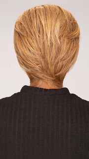 Sophia wearing PIXIE LITE by TRESSALLURE in color EL12/22/8: Light Golden Brown Evenly Blended with Platinum Blonde Highlights with Medium Brown Roots