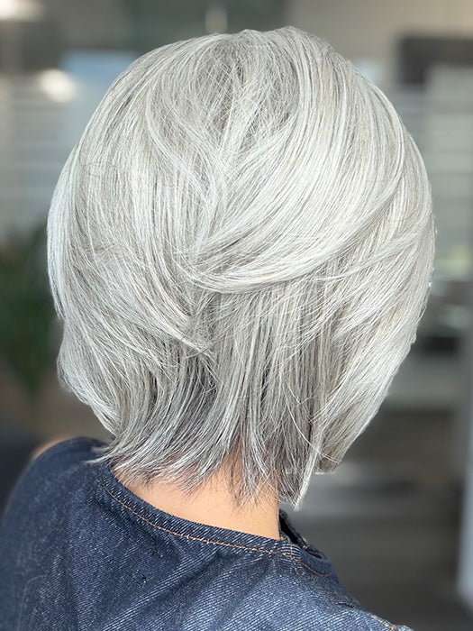 Model is wearing TAILORED ALLURE by RAQUEL WELCH in color TAILORED ALLURE in color L51/61 ICED GRANITA | Lightest Grey Progresses to a Deep Grey at the Nape