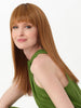 TARYN by ENVY in color CREAMED COFFEE | Medium Brown roots and base with Cinnamon and Golden Blonde highlights