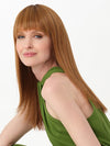 TARYN by ENVY in color CREAMED COFFEE | Medium Brown roots and base with Cinnamon and Golden Blonde highlights