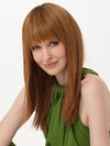 TARYN by ENVY in color CREAMED COFFEE | Medium Brown roots and base with Cinnamon and Golden Blonde highlights
