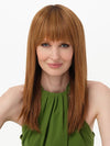 TARYN by ENVY in color CREAMED COFFEE | Medium Brown roots and base with Cinnamon and Golden Blonde highlights