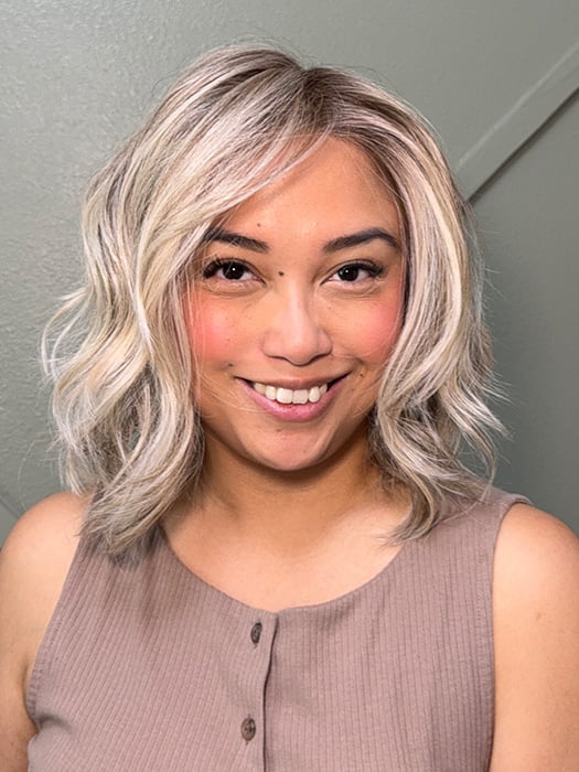 Katrina & Arlah Soriano @wearthehairsis wearing TERESA by BELLE TRESS in color COOL CHAI BLONDE-R | A balanced cool blonde with softly contrasted darker roots, a fresh twist on classic blonde tones.