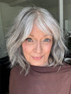 Mel B. @mels.be.ageless wearing TERRA by AMORE in color SILVER-STONE | Dark brown base with blend of multi grey shades