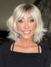 Nichole @nicholealee wearing TERRA by AMORE in color WHITE ROSE BLOND R | White Blond Base with subtle Warm Brown Highlights