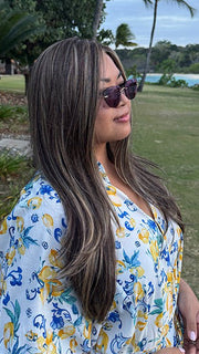 Katrina & Arlah Soriano @wearthehairsis wearing THEORY by BELLETRESS in color CHOCOLATE BUTTERCREAM R | A deep Chocolate Brown Root, that melts into Buttery, Golden Brown Tones, accented by Soft Caramel and Honey highlights for a smooth, multidimensional finish