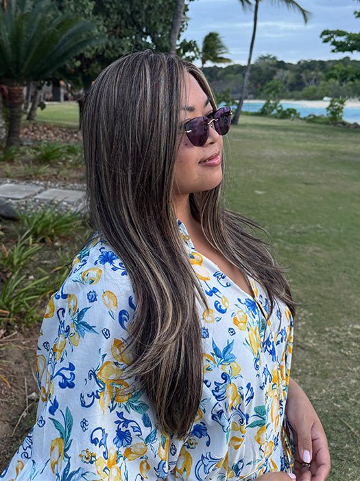 Katrina & Arlah Soriano @wearthehairsis wearing THEORY by BELLETRESS in color CHOCOLATE BUTTERCREAM R | A deep Chocolate Brown Root, that melts into Buttery, Golden Brown Tones, accented by Soft Caramel and Honey highlights for a smooth, multidimensional finish