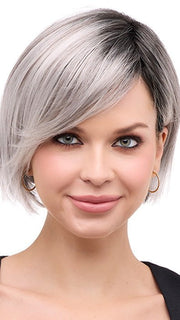 EVE by Envy in STERLING SHADOW | Medium Salt-and-Pepper Grey with Darker Brown Roots PPC MAIN IMAGE FB MAIN IMAGE