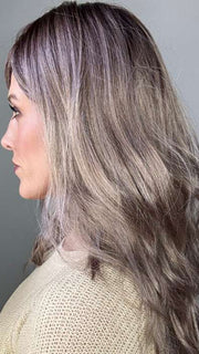 Kristyna @kristynamoore wearing WREN by RENE OF PARIS in color MILK-TEA-LR | Creamy Beige with Longer Dark Root
