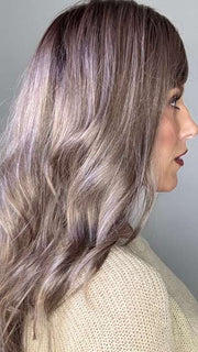 Kristyna @kristynamoore wearing WREN by RENE OF PARIS in color MILK-TEA-LR | Creamy Beige with Longer Dark Root
