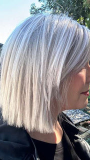 Mel B. @mels.be.ageless wearing ELLIS by ESTETICA in color SILVERSUN/RT8 | ICED BLONDE WITH SOFT SAND & GOLDEN BROWN ROOTS

