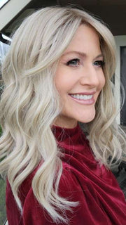 Natalie @vanish.into.thin.hair wearing MAEVE by JON RENAU in color FS17/101S18 PALM SPRINGS BLONDE | Light Ash Blonde with Pure White Natural Violet Bold Highlights, Shaded with Dark Natural Ash Blonde
