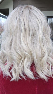 Natalie @vanish.into.thin.hair wearing MAEVE by JON RENAU in color FS17/101S18 PALM SPRINGS BLONDE | Light Ash Blonde with Pure White Natural Violet Bold Highlights, Shaded with Dark Natural Ash Blonde
