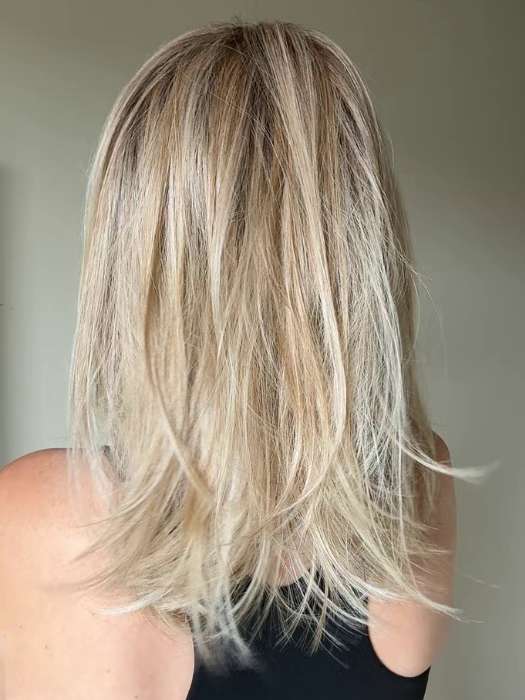 Carly N. @carlynwilson84 wearing LUNA by ELLEN WILLE in LIGHT-CHAMPAGNE-SHADED 101.23.20 | Lightest Neutral Blonde with Light Blonde and Silver White blend with light shaded roots