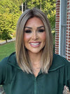 Crystal @crystallhoneycutt wearing DRIVE by ELLEN WILLE in color BERNSTEIN ROOTED 12.24.27 | Light Brown base with subtle Light Honey Blonde and Light Butterscotch Blonde highlights and Dark Roots