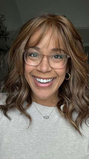 Brea @getwiggywithbrea wearing MAEVE by JON RENAU in color 6F27 CARAMEL RIBBON | Brown with Light Red-Gold Blonde Highlights & Tips