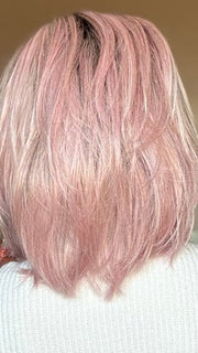 Crystal @ crystallhoneycutt wearing Dare to Be in color Pink | A dusty pink coloration reflects the latest trend in fantasy hair | This wig has been altered by straightening the ends 