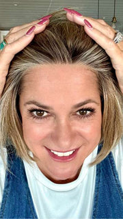 Susan @wigs_with_wisdom wearing STRAIGHT UP WITH A TWIST ELITE by RAQUEL WELCH WIGS in color RL1621SS SHADED SAND | Light Blonde shaded with Medium Brown
