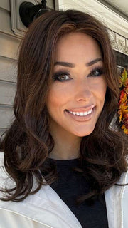 Nichole @nichole.alee wearing DIVA by ELLEN WILLE in color DARK-CHOCOLATE-ROOTED 6.4.30 | Dark Brown, Darkest Brown, and Light Auburn blend with Dark Shaded Roots
