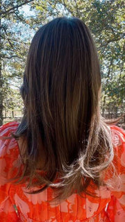 Kim H. @letstalkwithkim wearing BEVERLY HILLS by BELLETRESS in color COOLEST ASH BROWN | A combination of Light Ash Brown, Cool Medium Brown and a hint of Dark Blonde
