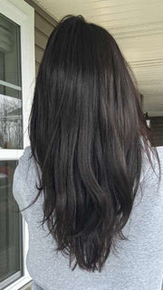 Nichole @nicholealee wearing EASIPART HD" 18 by JON RENAU in color 4 BROWNIE FINALE | Dark Brown
